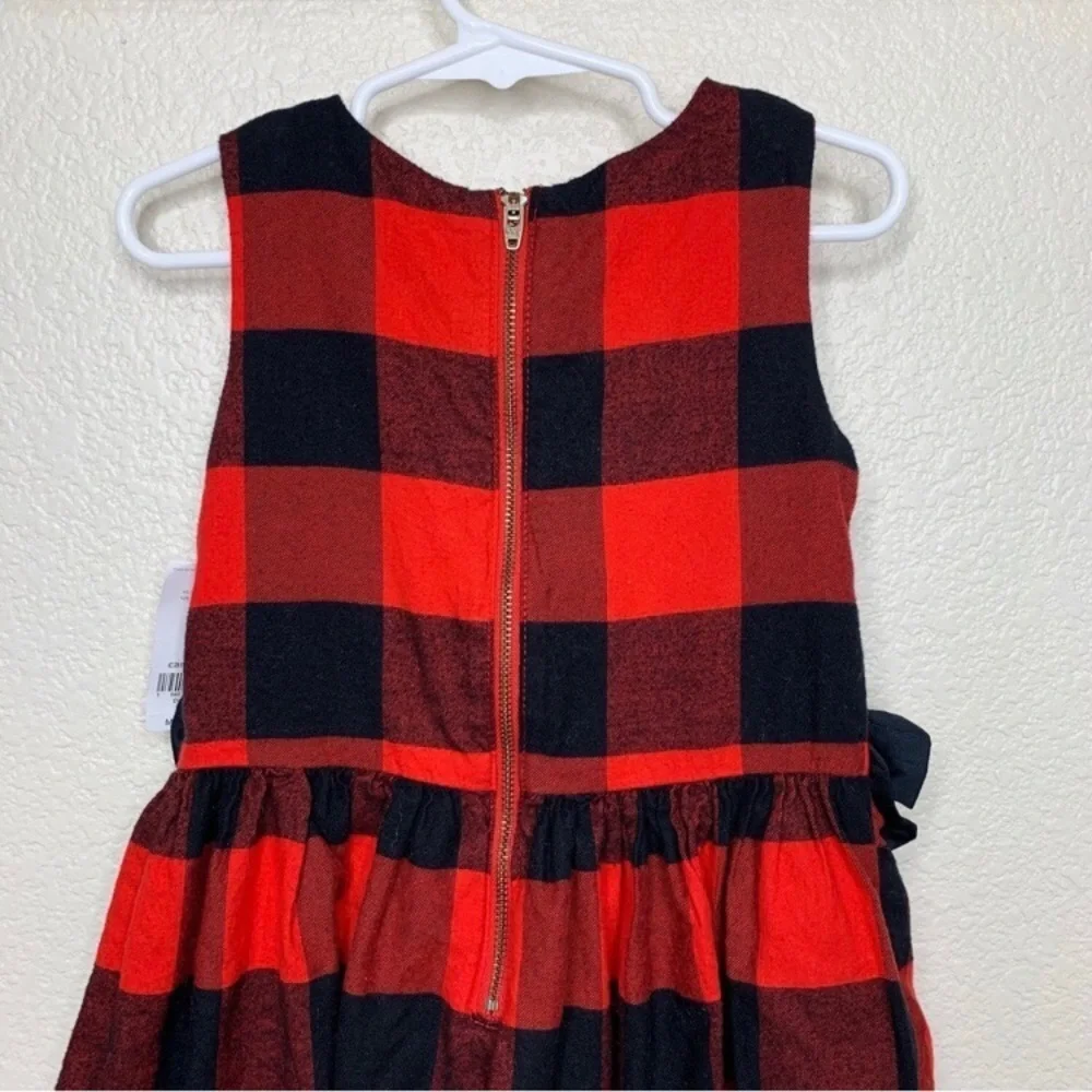 CARTER’S Buffalo Plaid Sleeveless Dress with Bows